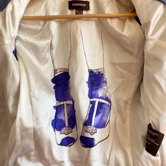 **UNIQUE** Danier Moto Jacket - Genuine Leather - Dusty Blue - Rare Lining -XXS - Picture 3 of 12